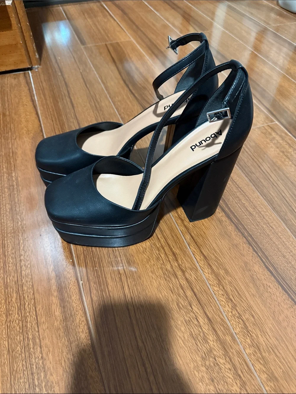 Abound Black Platform Block Heel Ankle-Strap Pumps